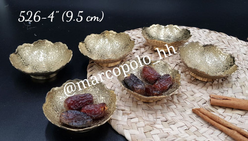 پیاله آجیل خوری پایه کوتاه طرح طاووس لب قلعه برنجی هندی قابل استفاده بصورت تکی کد526