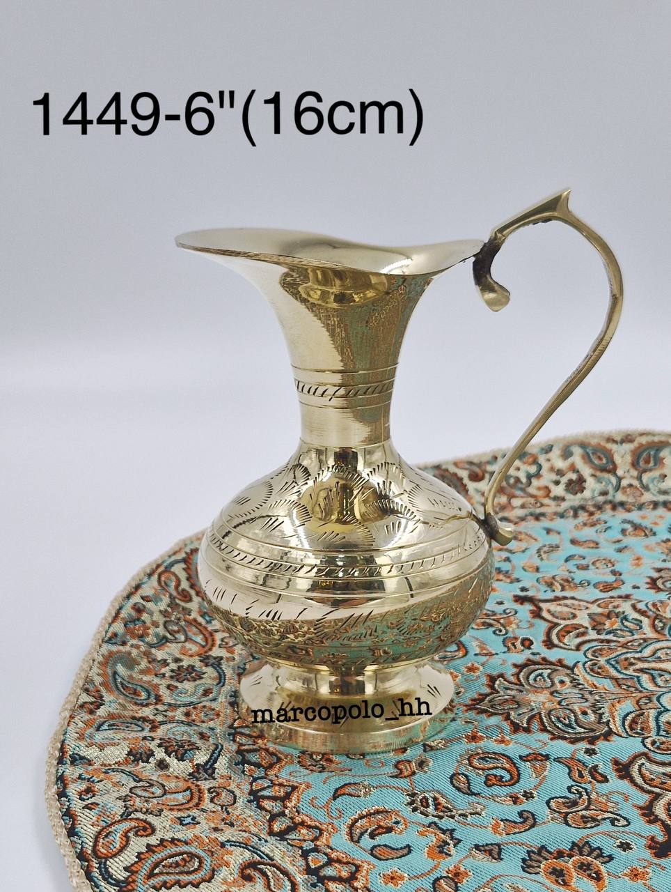 پارچ قلم دست خمره ای برنجی هندی کاربردی کد1449