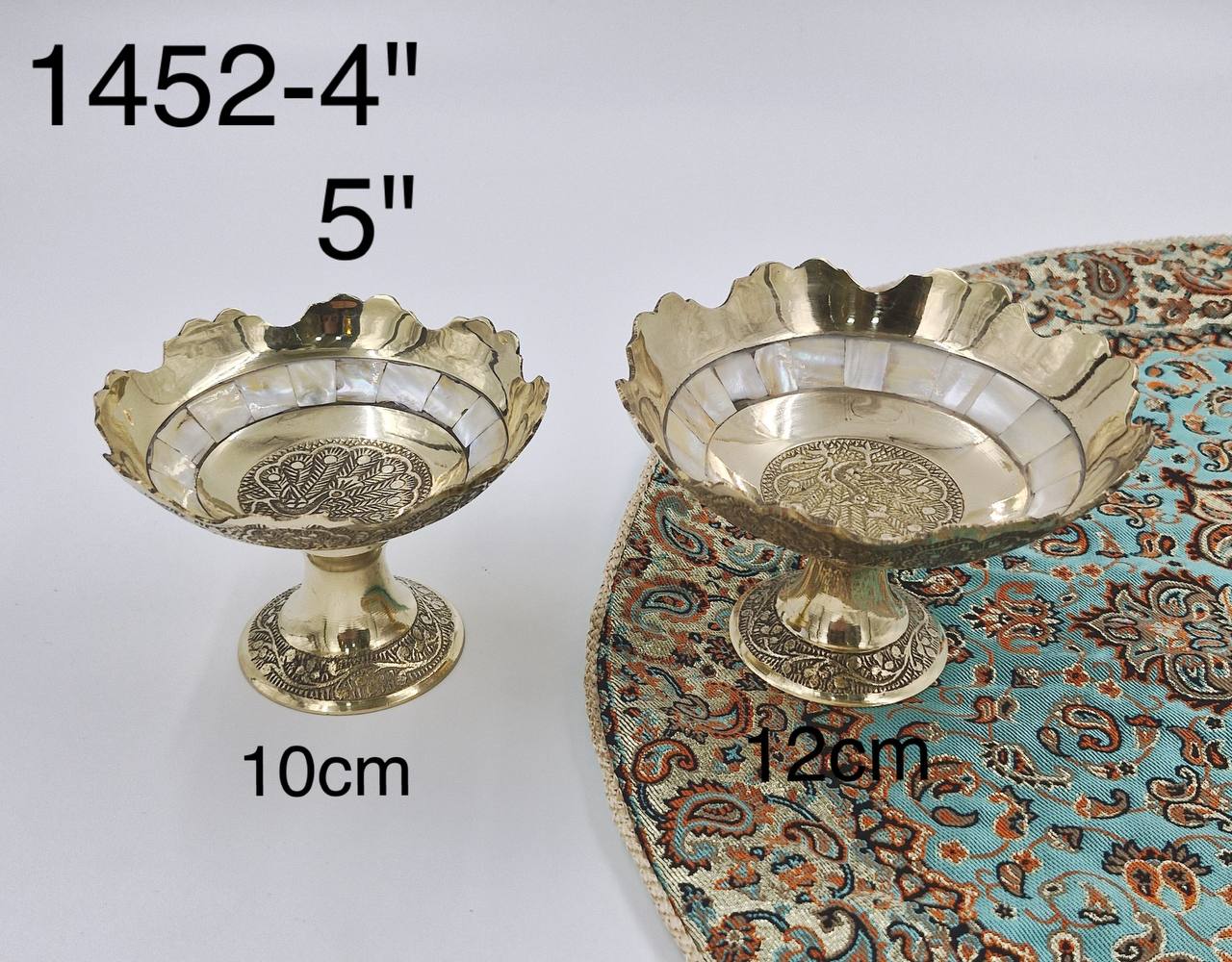 پیاله پایه دار صدفکاری برنجی هندی بصورت تکی کد1452