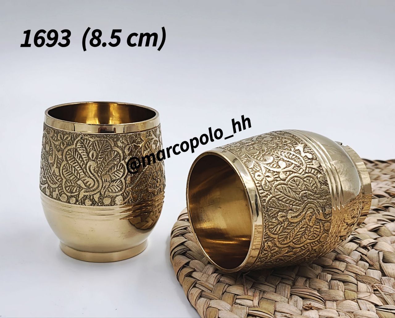 لیوان تپل برنجی هندی با نقش طاووس | کاربردی و زیبا برای نوشیدنی بصورت تکی کد 1693