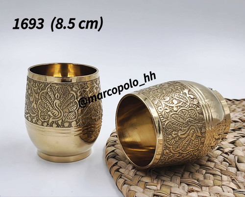 لیوان تپل برنجی هندی با نقش طاووس | کاربردی و زیبا برای نوشیدنی بصورت تکی کد 1693