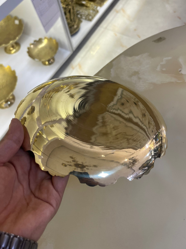 پیش دستی لب قلعه طرح طاووس ساده برنجی هندی ظرف پذیرایی لوکس برند بازرگانی نداف مشهد