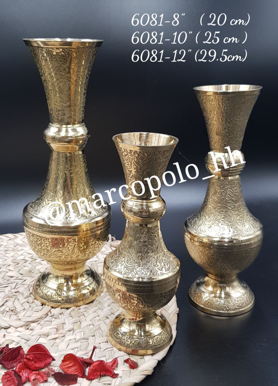 گلدان گردن باریک برنجی هندی  در چهار سایز مختلف کد 6081