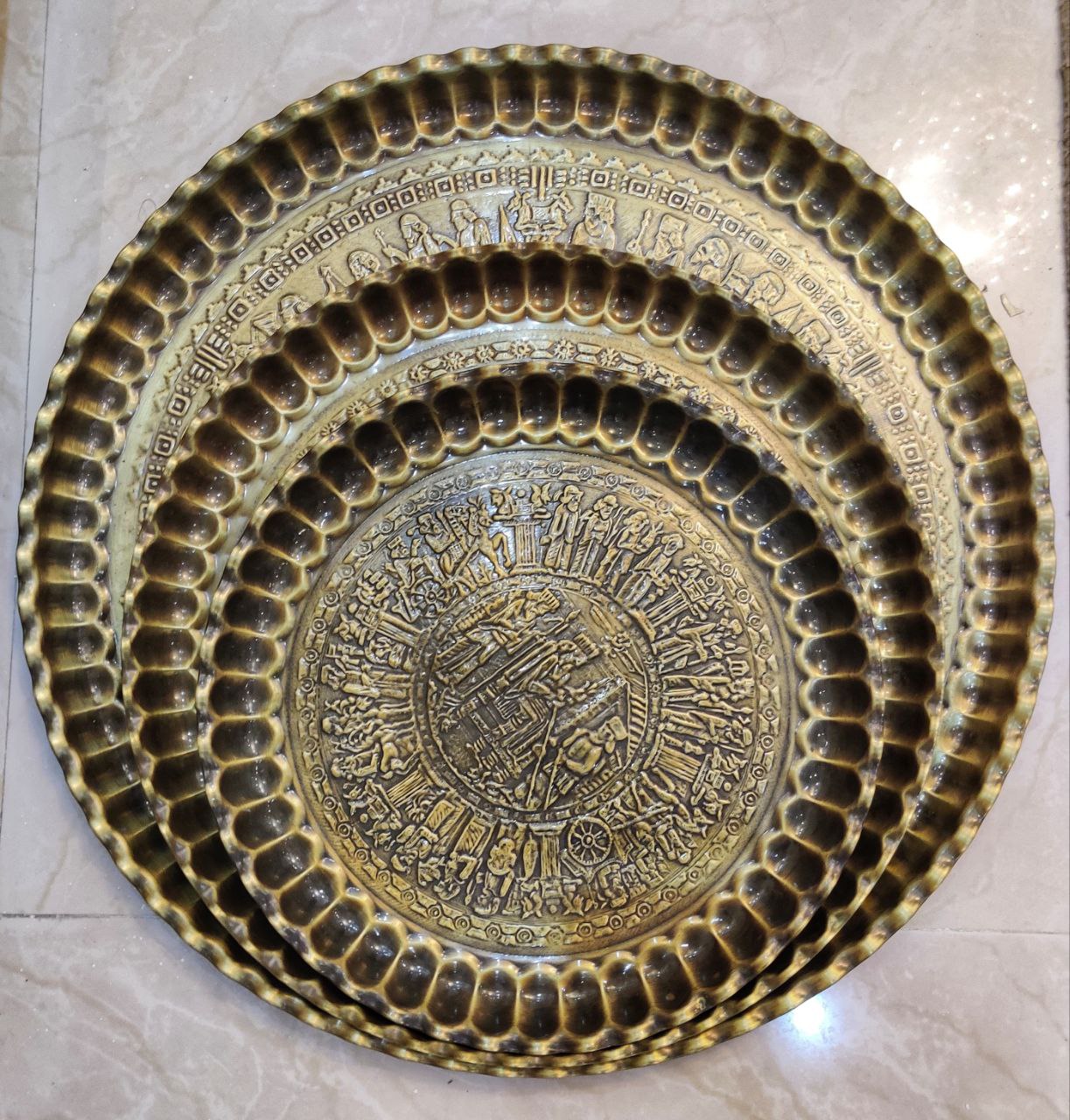 سینی ( مجمه) برنجی آنتیک در سه سایز مختلف