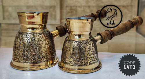 قهوه جوش بدون درب دو سایزی طرح گل برجسته بسته دو عددی