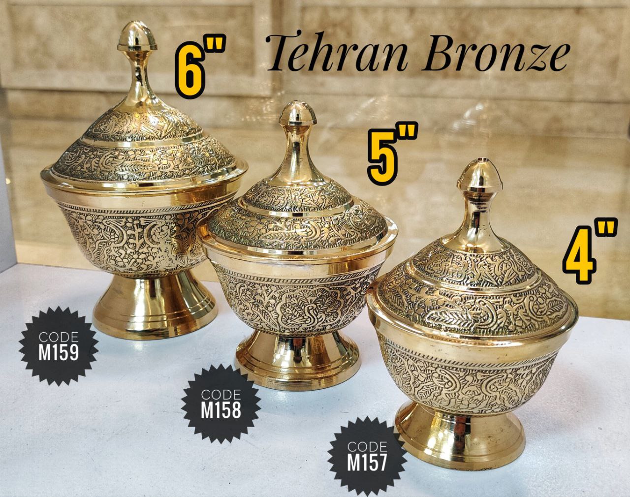 ست قندان و شکلات خوری کشیده پایه طرح طاووس 4/5/6 اینچ