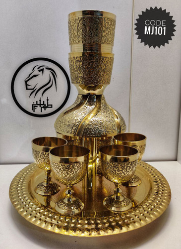 شربت خوری برنجی هندی همراه 6 جام