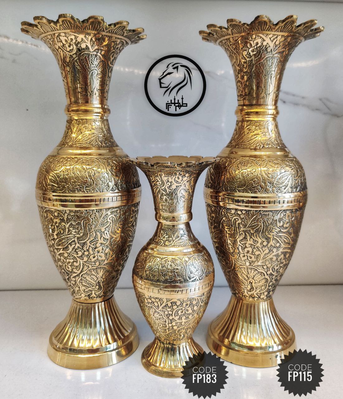 گلدان پر قلم طرح طاووس در دو سایز شیپوری