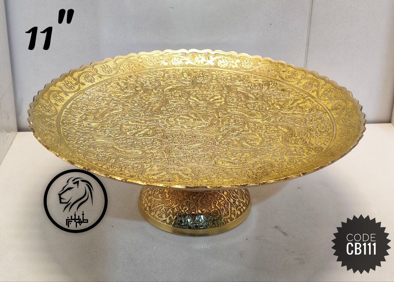 شیرینی خوری لبه گرد ریز طاووس خط دار سایز 11 اینچ