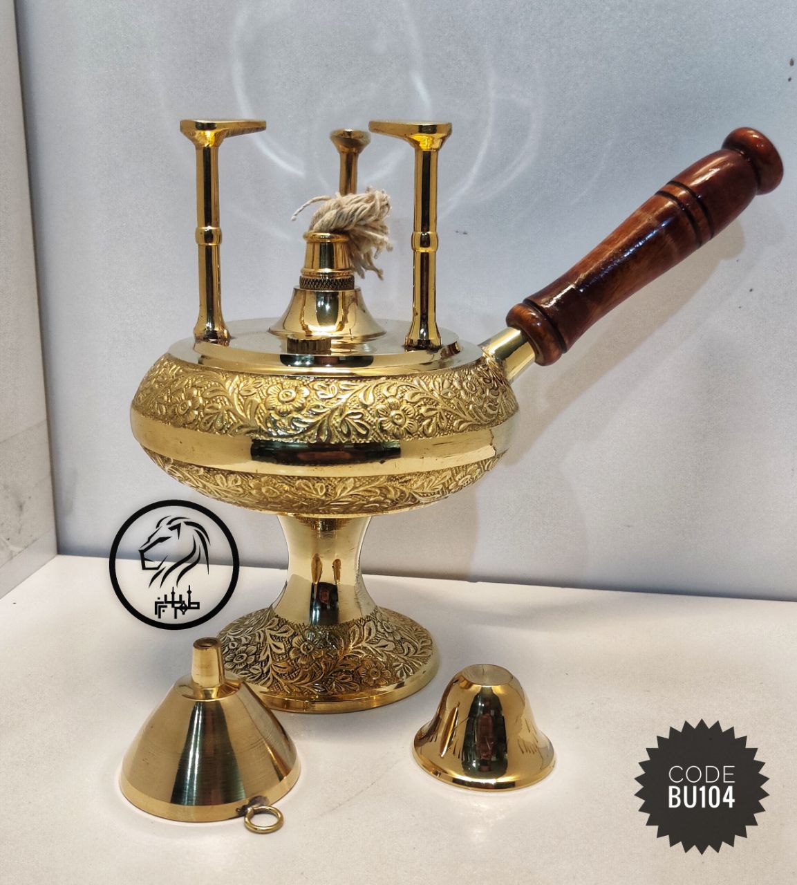 پایه وارمری مدل پایه بلند دسته طرح گل چوبی