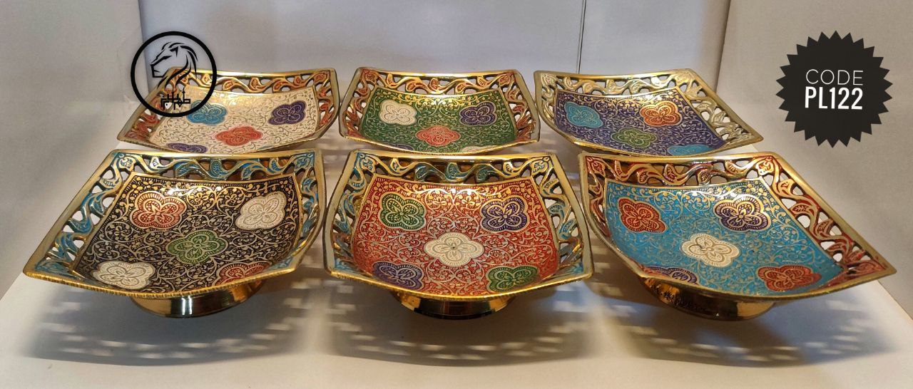 آجیل خوری مینا کاری نیم پایه 6اینچ