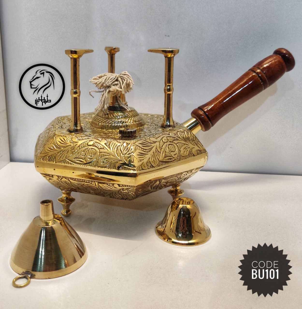 پایه وارمری مدل 6 ضلعی پایه دار دسته چوبی
