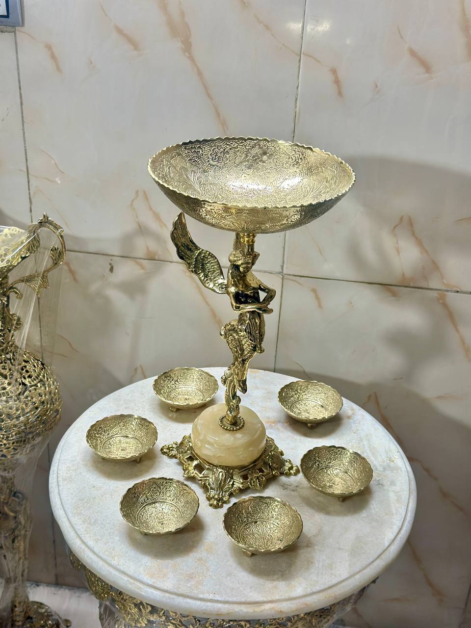 ست آجیل خوری طرح هندی برنجی در دو رنگ مختلف