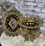 کاسه (میوه خوری) و بشقاب (شیرینی خوری) پایه توری در دو رنگ