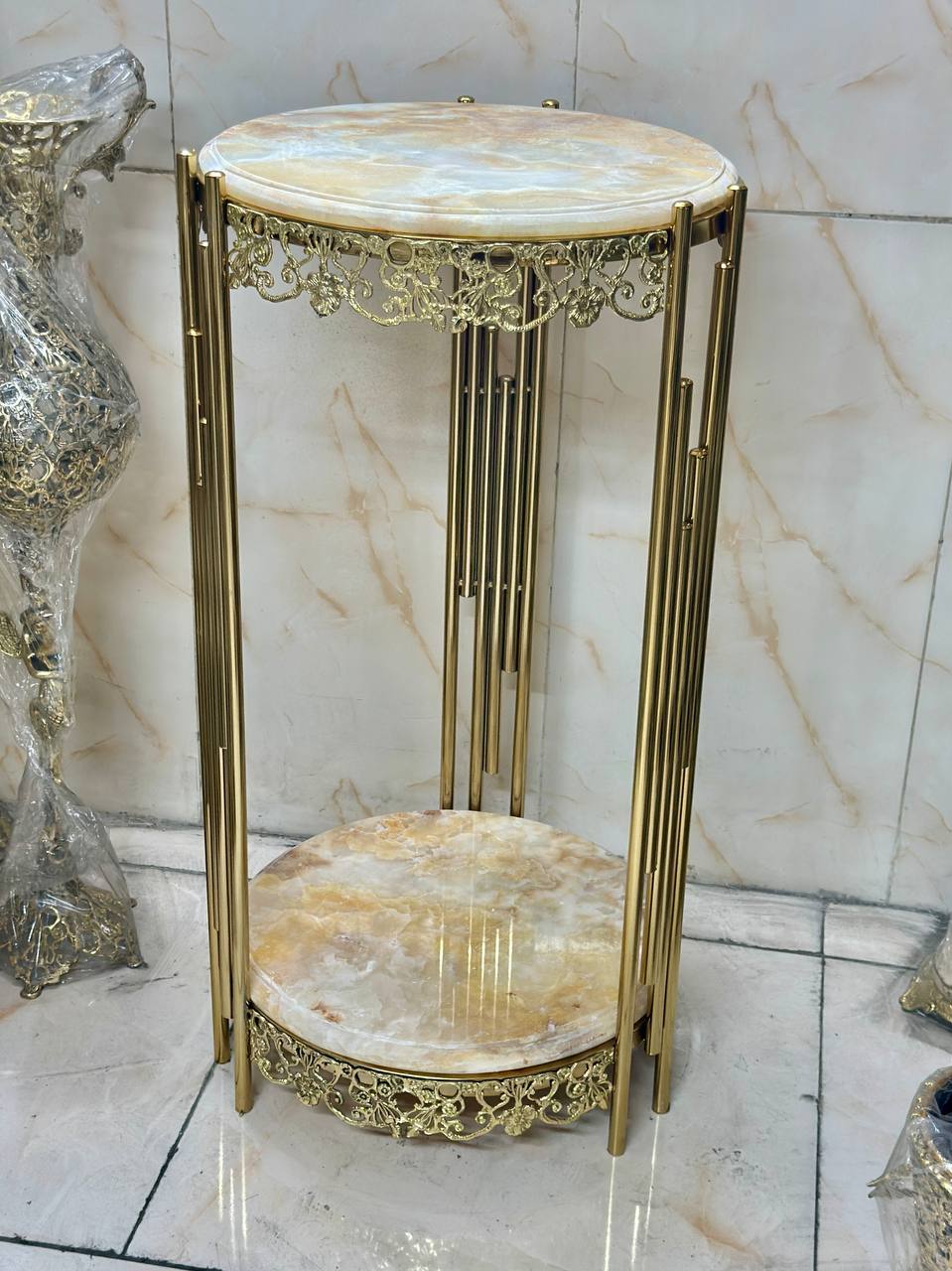 میز خاطره دوطبقه مدل پیانو با سنگ مرمر درجه 1