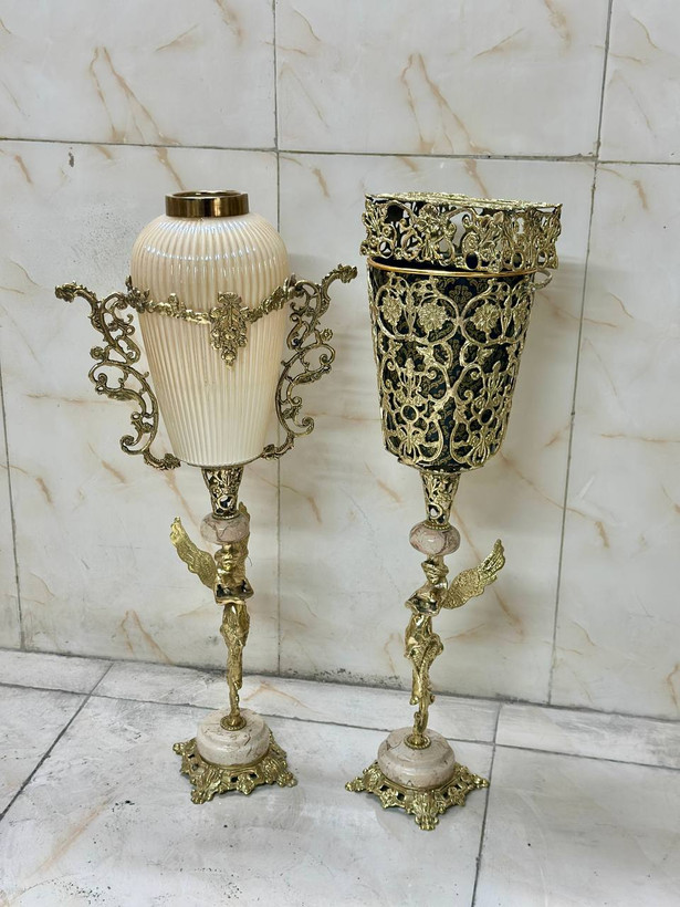 ست سطل و دستمال و گلدان کنارسالنی فرشته پایه سنگی