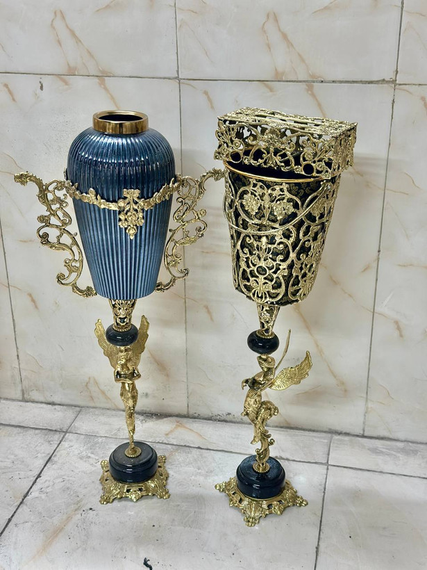 ست سطل و دستمال و گلدان کنارسالنی فرشته پایه سنگی