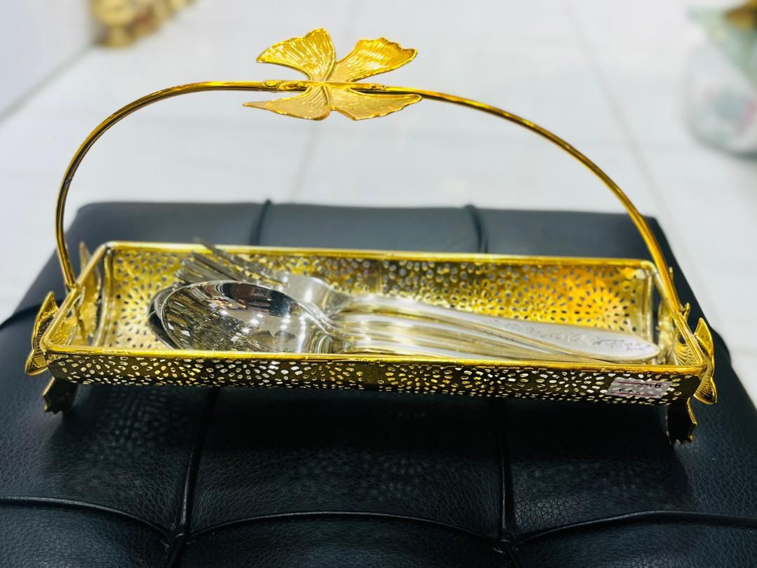 جاقاشقی دسته دار طرح پروانه طلایی