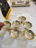 پیاله لب قلعه تکی طرح طاووس 4 اینچ نیم نقش پایه دار