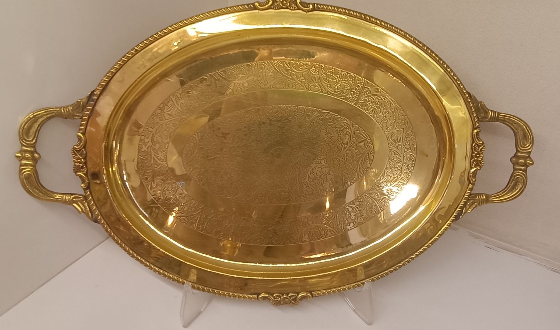 سینی بیضی طرح گل دودسته