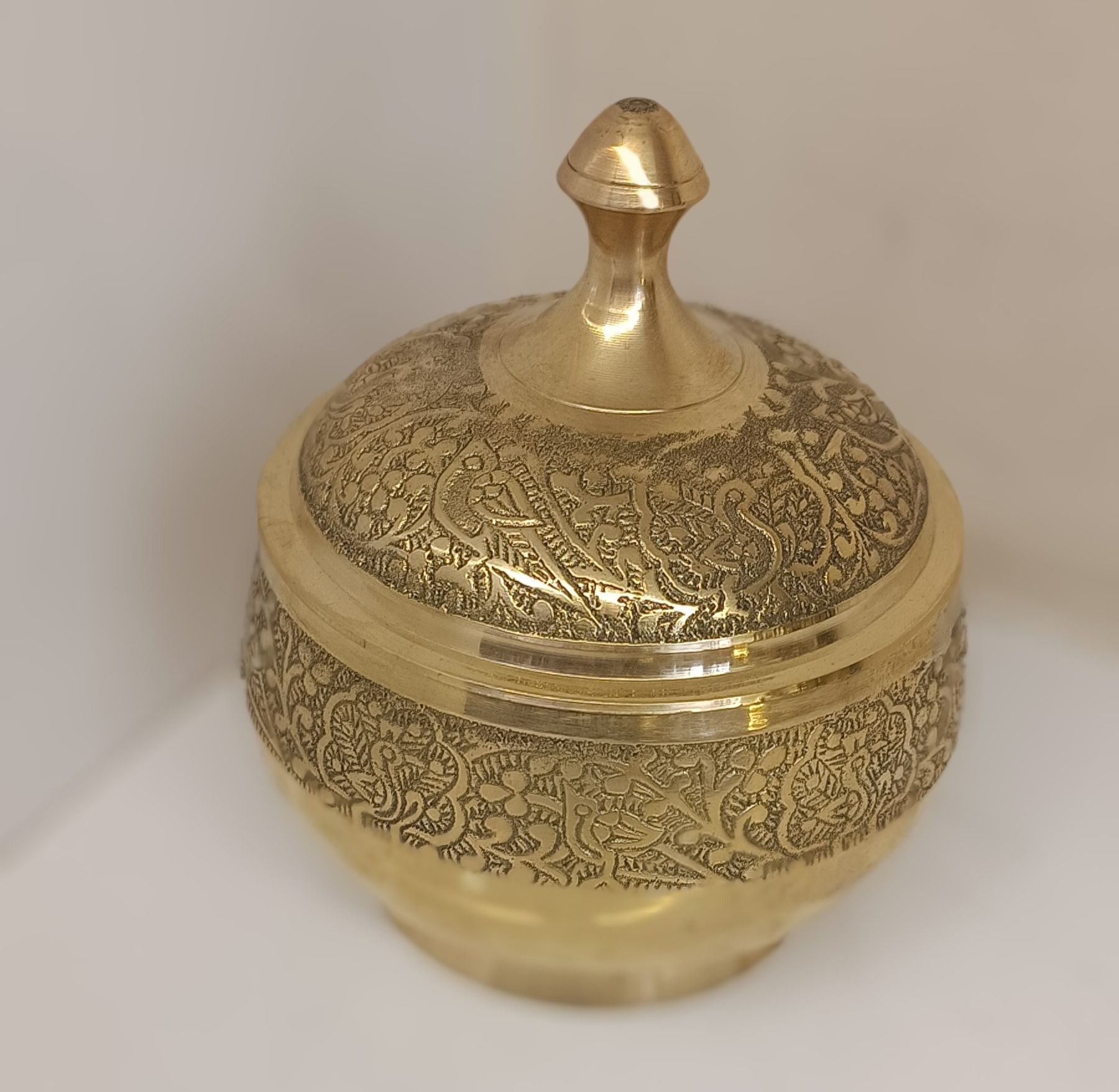 قندان رینگ  بدون پایه طرح طاووس 5 اینچ برنجی