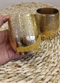 لیوان تپل طرح طاووس بدون خط برنجی بصورت تکی