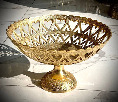 کاسه مشبک طرح طاووس برنجی