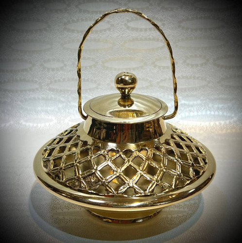 اسپند دود کن و جاعودی مشبک مدل دسته دار برنجی