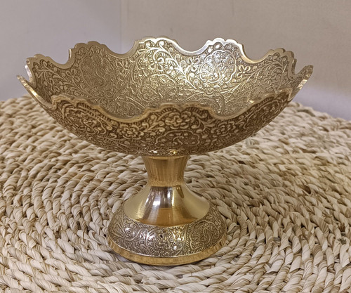 آجیل خوری لب قلعه طرح طاووس 8 اینچ ظرف پذیرایی لوکس برند بازرگانی نداف مشهد
