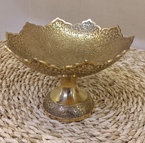 آجیل خوری لوتوس طرح طاووس 8 اینچ ظرف پذیرایی لوکس برند بازرگانی نداف مشهد