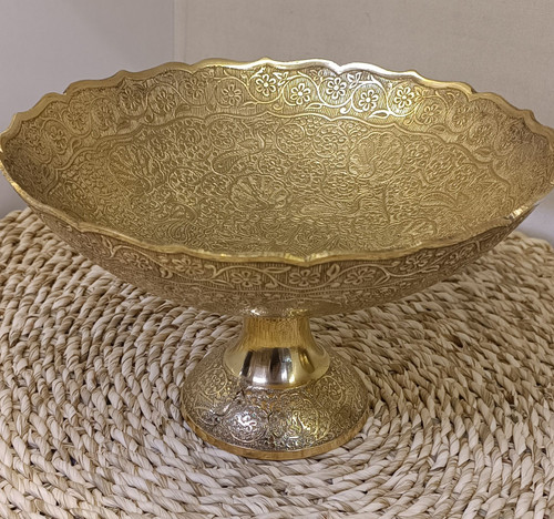میوه خوری دو طوطی 12 اینچ برنجی