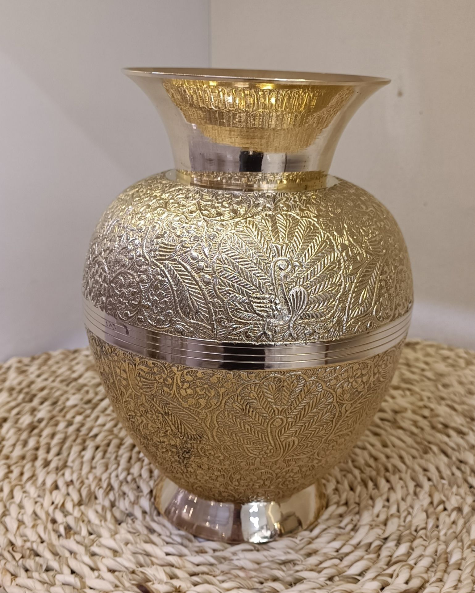 گلدان جار طرح طاووس 10 اینچ