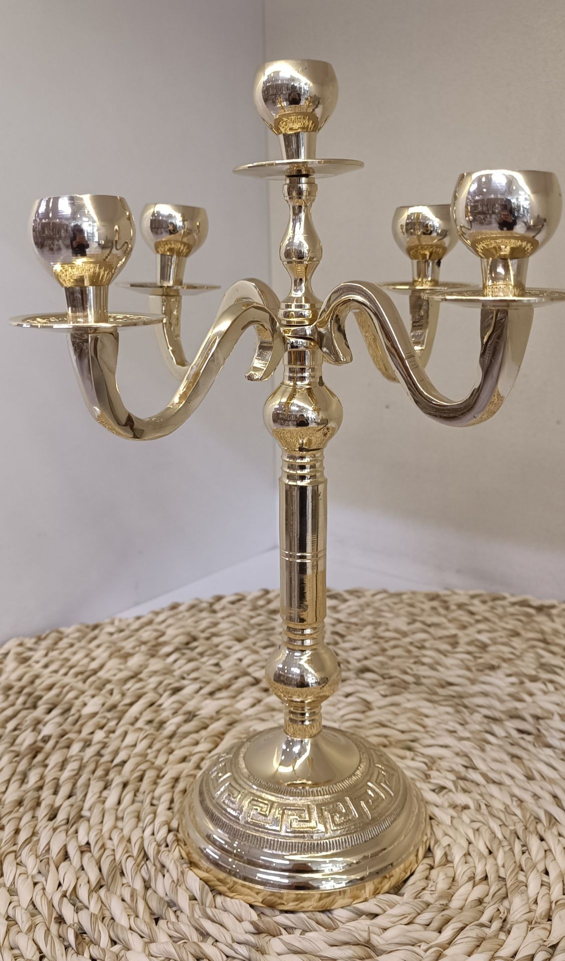 شمعدان پنج شعله ورساچ برنجی بصورت تکی
