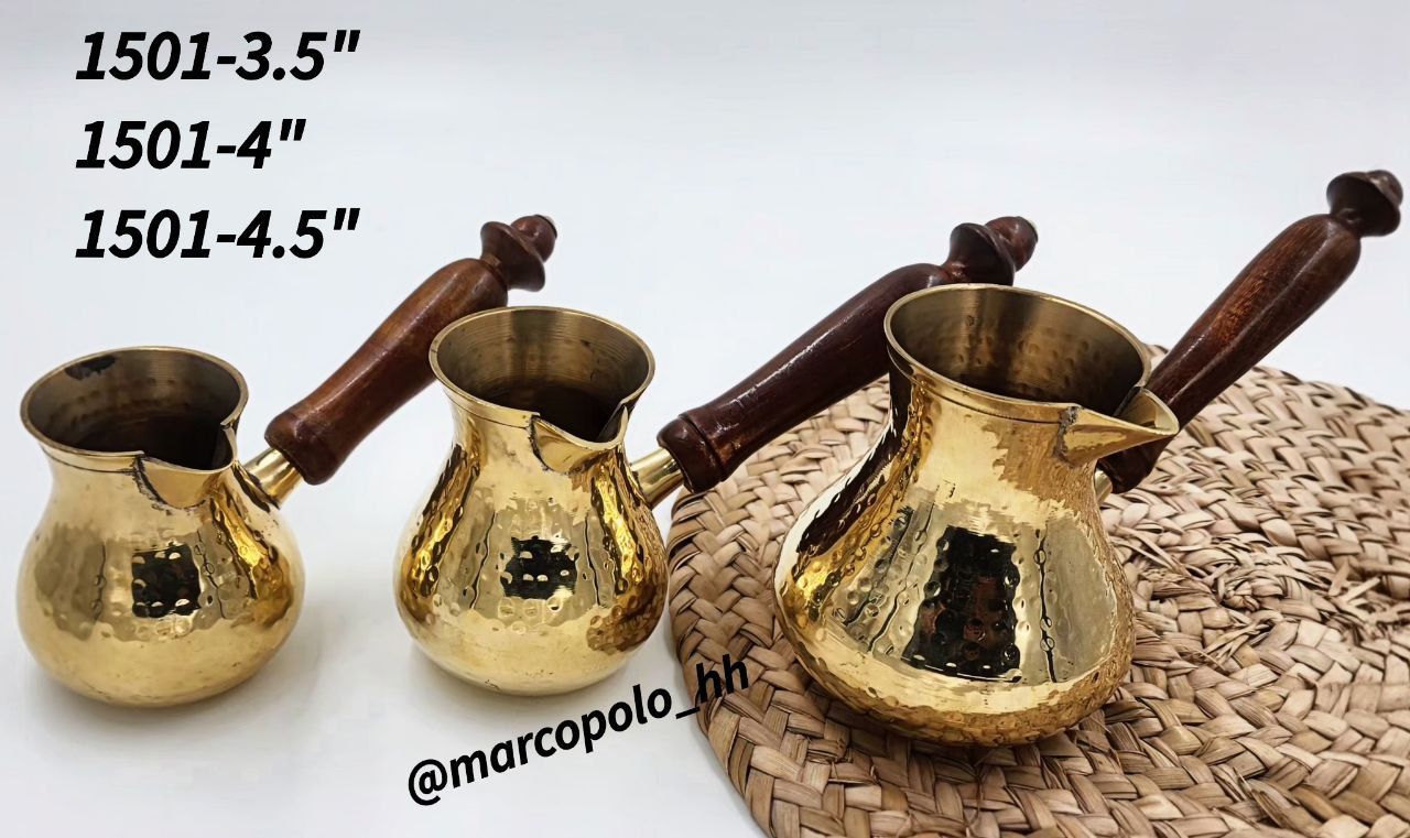 قهوه جوش ساده چکشی دسته دار در سه سایز مختلف کد1501