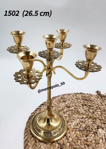 جاشمعی 5 شعله طرح گل برنجی هندی بصورت تکی کد 1502