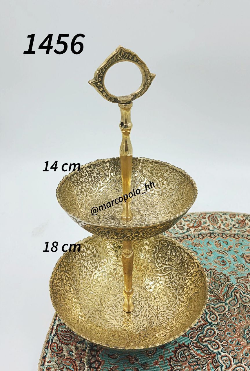 شیرینی خوری دوطبقه گود لب ریز برنجی هندی کد1456