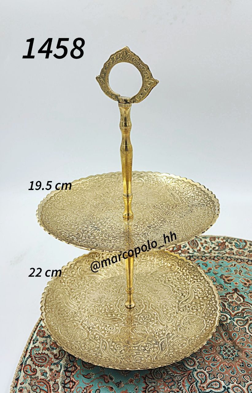 شیرینی خوری دوطبقه تخت لب ریز برنجی کد1458