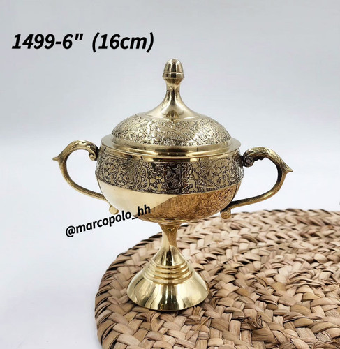قندان رینگ پایه دار دو بازو برنجی هندی کد1499
