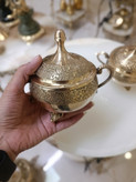 قندان برنجی سه پایه دو دسته طرح طاووس سایز ۴ اینچ تکی بازرگانی نداف