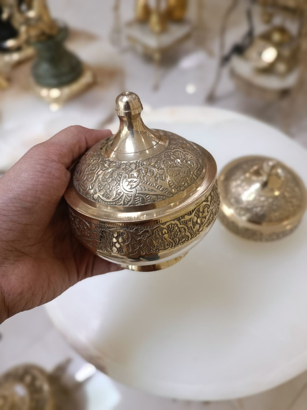 قندان برنجی رینگ بدون پایه طرح طاووس سایز ۳.۵ اینچ تکی بازرگانی نداف