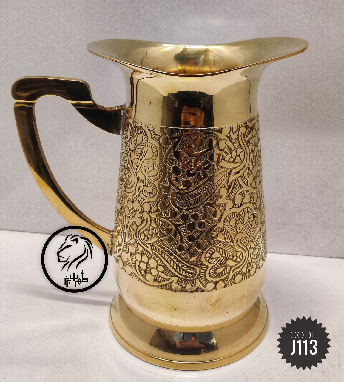 پارچ طرح طاووس 9 اینچ برنجی