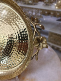 شیرینی خوری برنجی فرم برگ با دسته طرح گل سایز بزرگ لوکس و براق - بازرگانی نداف