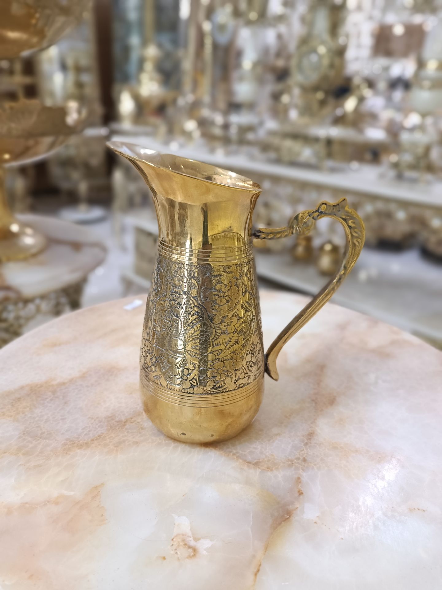 پارچ طرح طاووس تک نفره برنجی