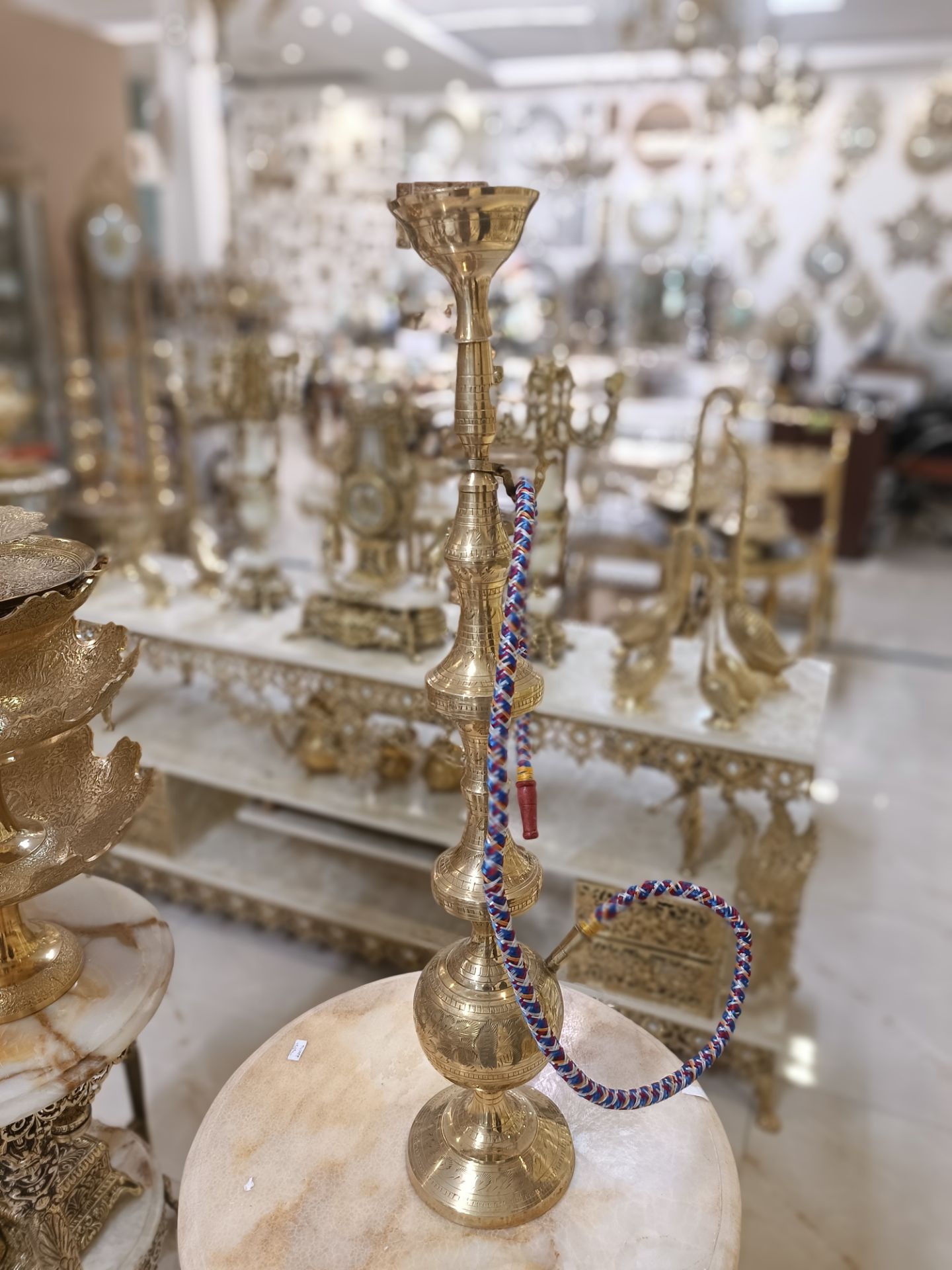قليان برنجي قلم دست 30 اينچ