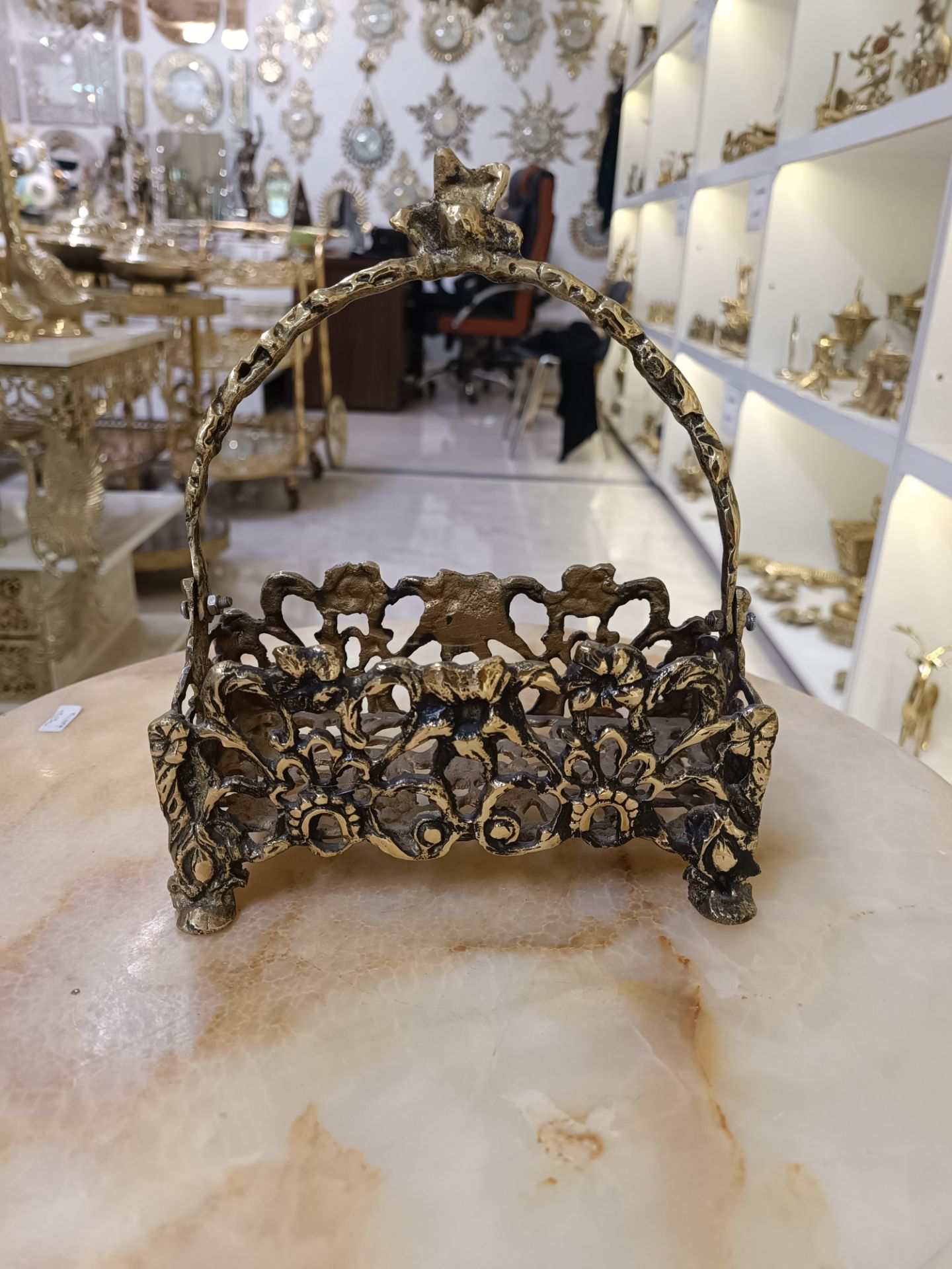 جاقاشقي دسته دار طرح گل برنجی
