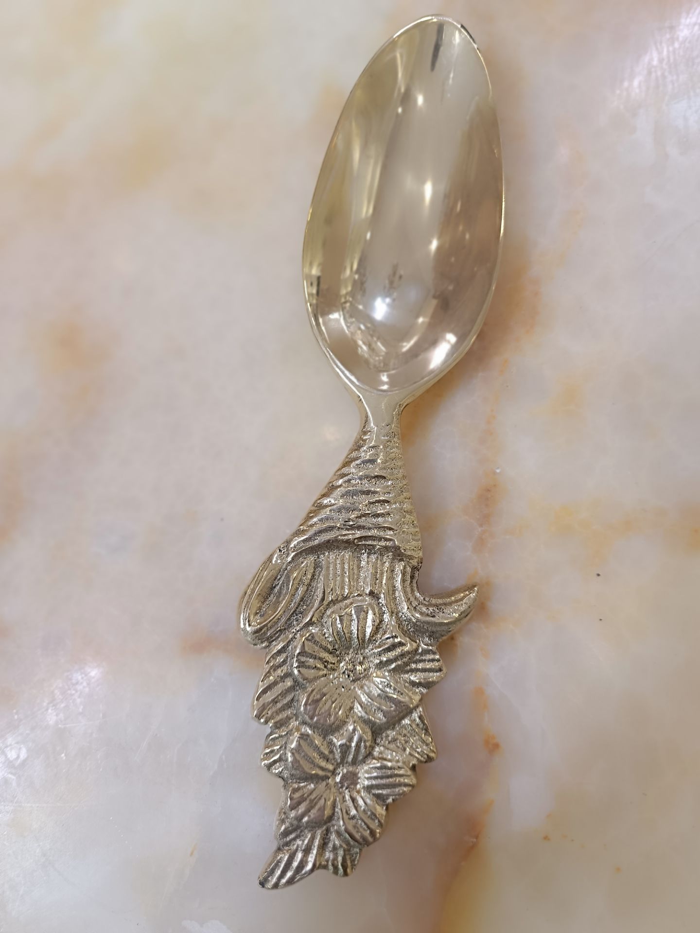 قاشق آجيل دسته دو گل برنجی