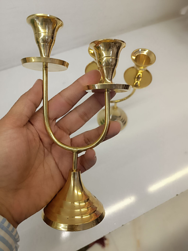 شمعدان برنجی میلهای دو شعله لوکس و تزئینی در بازرگانی نداف مشهد