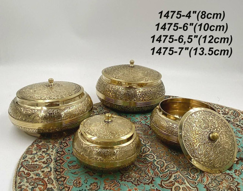 قندان و شکلات خوری برنجی نیو بلچ در 3سایز مختلف کد 1475