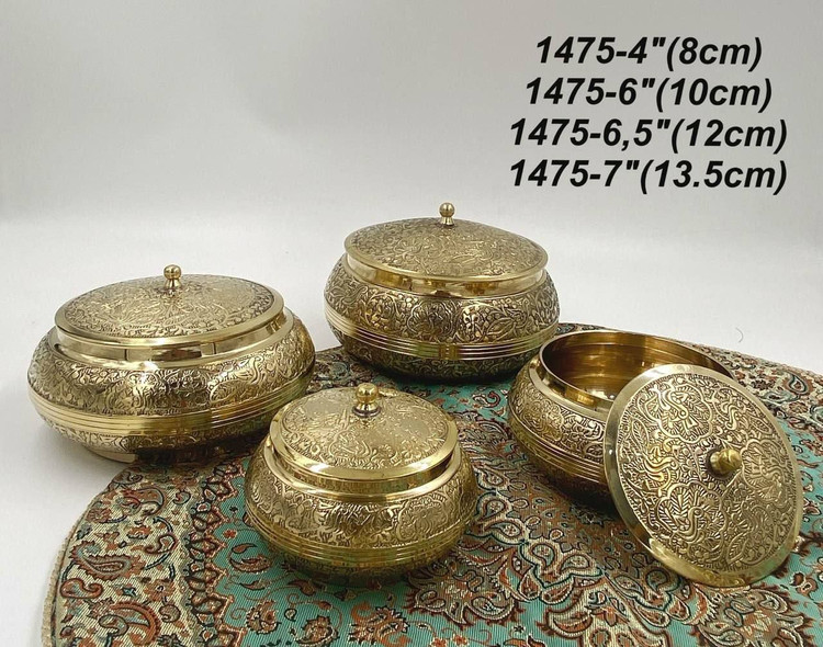 ست سه تایی قندان و شکلات خوری برنجی نیو بلچ هندی کد 1475 بازرگانی نداف مشهد