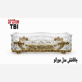 جاقاشقی کریستالی با پایه برنجی طرح مورانو، دکوری لوکس برای میز ناهارخوری، محصولی باکیفیت از گالری متالوکس